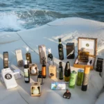olive oils from different regions of the mediteranean near the see on white rocks