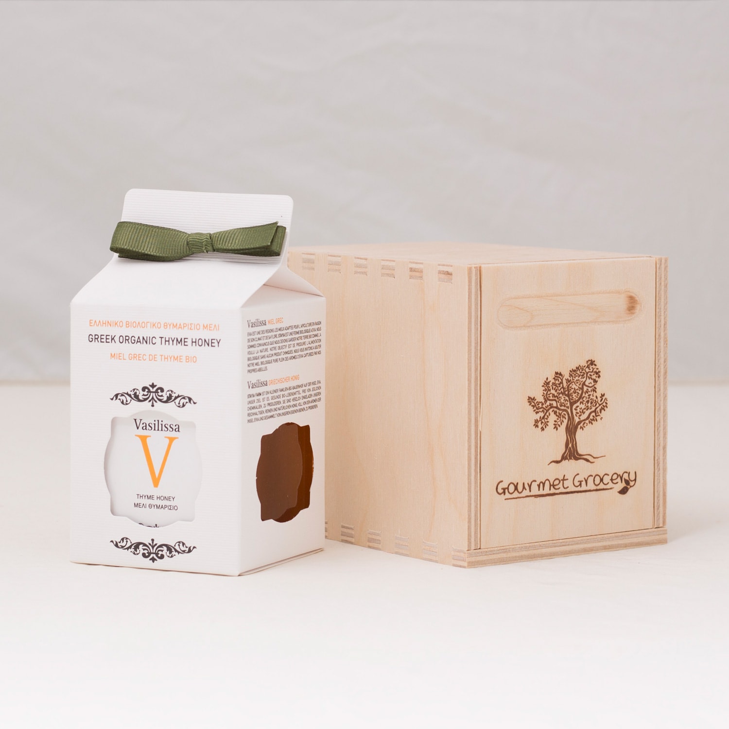 giftbox-thyme-organic-honey.jpg Gift 12 - Honey in Wooden Box /Gift Bag - Image 1