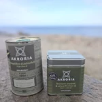 Organic Greek herbs from Ikaria in kraft packaging with clear label.