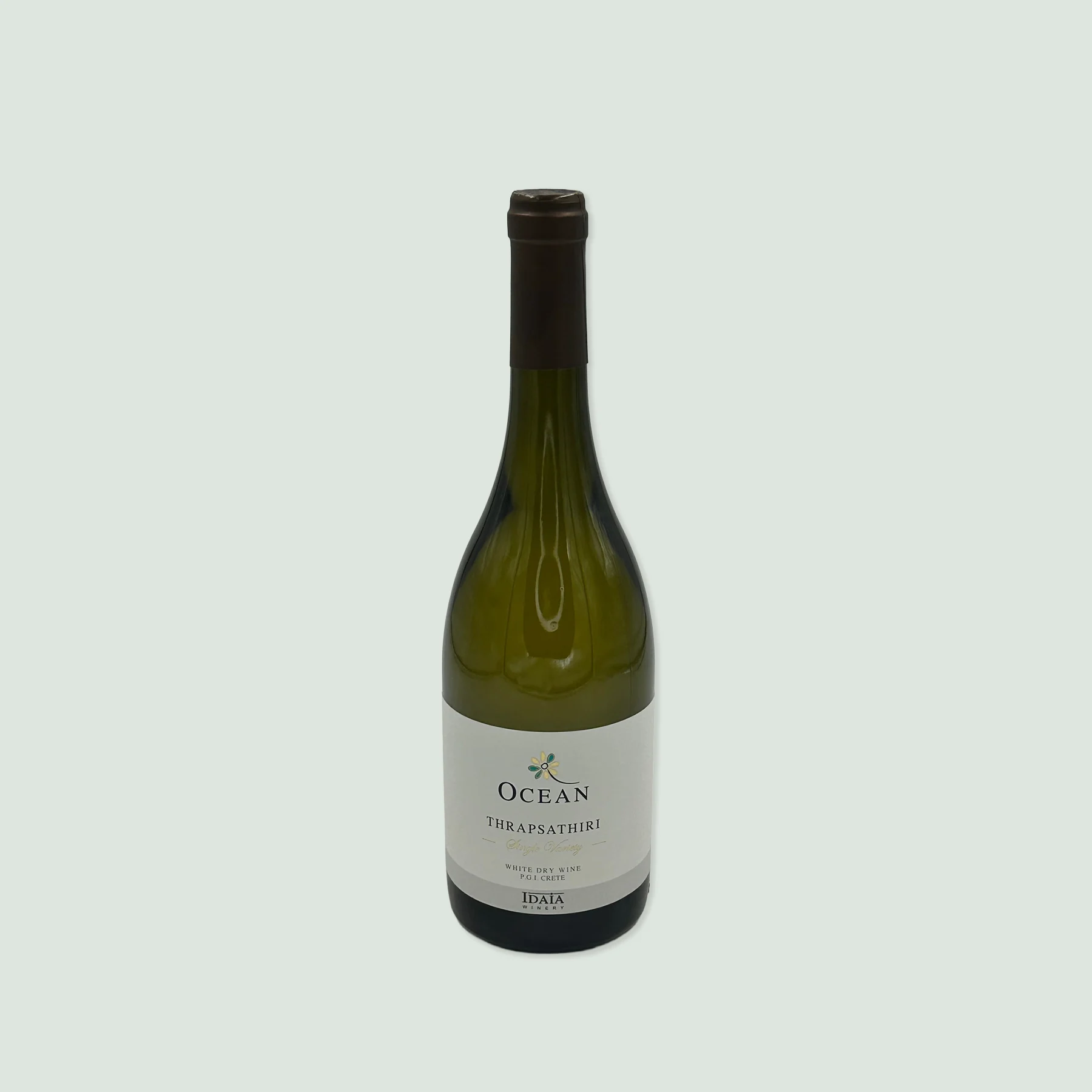 ocean white thrapsathiri white wine pdo crete front view of ocean white thrapsathiri white wine pdo crete