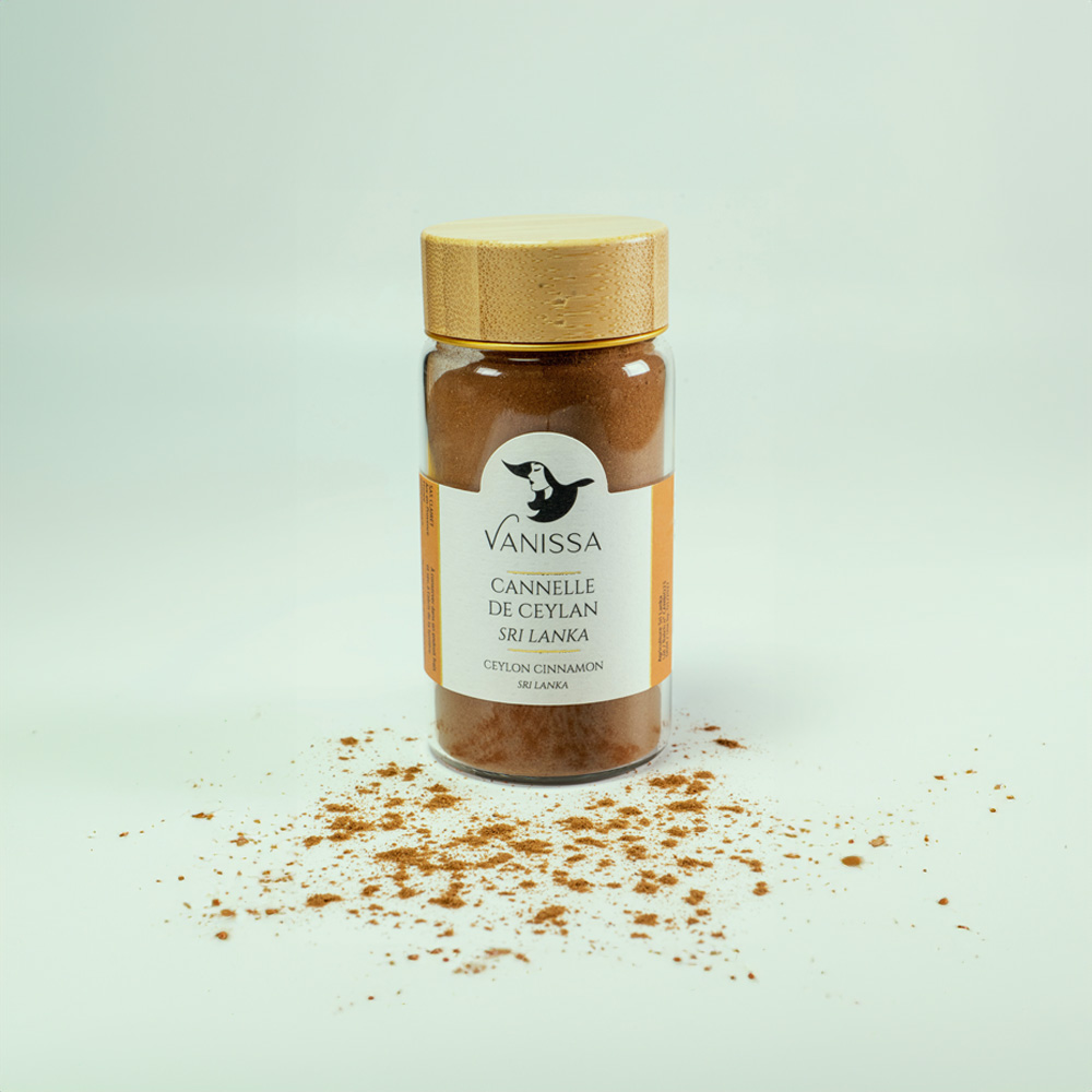 Ceylon Cinnamon Sri Lanka gourmet spices with our premium Ceylon Cinnamon Sri Lanka 40gr in a nice jar with wood lid .