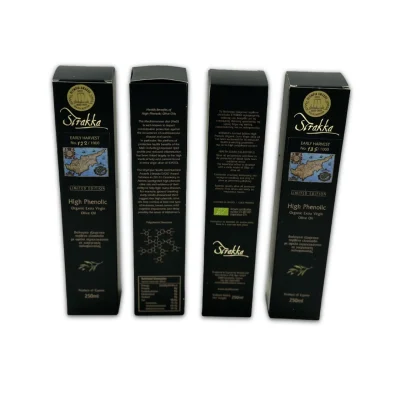 Four 250 ml bottles of Strakka organic high‑phenolic EVOO, 202425 harvest, 1168 mgkg oleocanthal