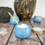 Sprinkling Greek salt from Les Terres Blanches