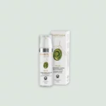 OLIÀ Eye Cream displayed with its eco-friendly box, emphasizing key ingredients such as Abyssinian Oil for hydration and nourishment.