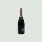 Back view of Moët Rosé Impérial Champagne bottle showcasing the detailed back label.