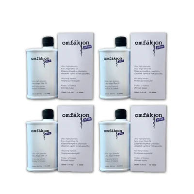 Omfakion Plus ultra high phenolic olive oil bundle of 4 bottles