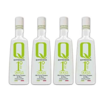 Quattrociocchi 1°Olio Novello extra virgin olive oil bottle (500ml) front view bundle of 4
