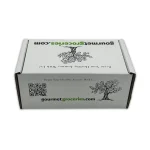 Compact gourmet gift packaging measuring 26 by 16 by 11.5 centimeters