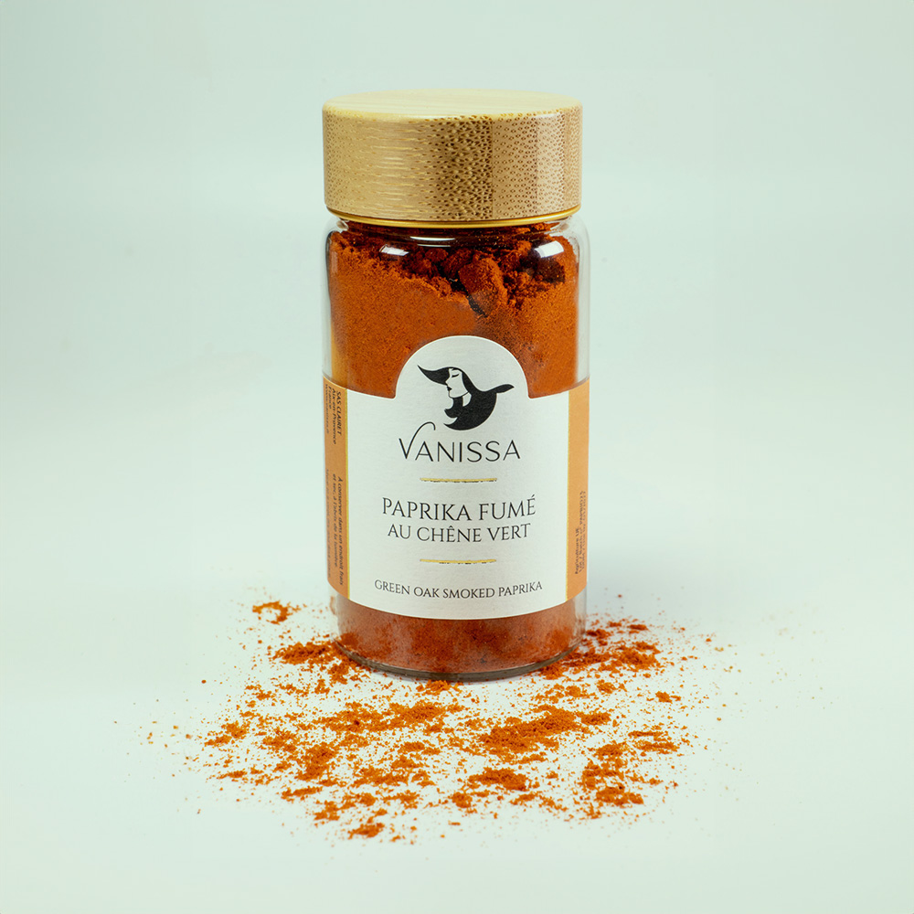 Green Oak SMoked Paprika Embrace the luxurious world of gourmet spices with our premium Exotic Green Oak Smoked Paprika 55gr in a nice jar with wood lid .