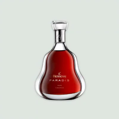Elegant bottle of Hennessy Paradis Rare Cognac showcasing its rich copper color and distinctive shape.