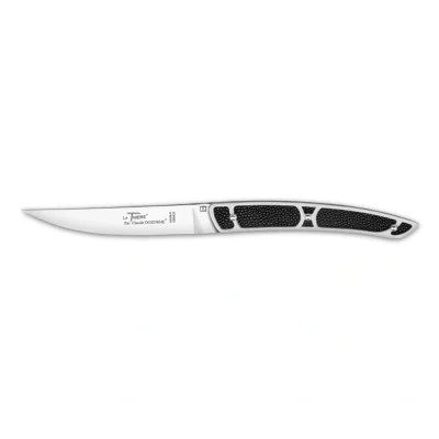 Set of 2 Claude Dozorme Thiers steak knives with black galuchat handles in oak box