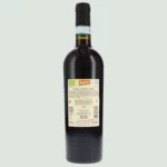 Back label of Valpolicella DOC Italian wine bottle showing vintage, grape varieties, and organic certification.