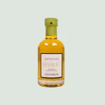 Premium basil-infused olive oil bottle with fresh herb aroma and Mediterranean character