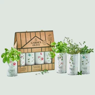 Nobleza del Sur Garden Olive gift set with 4 Premium Organic EVOO tins