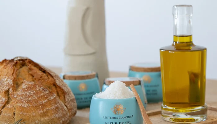 greek salt with serving spoon greek salt with serving spoon