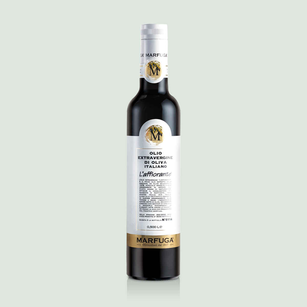 L’Affiorante Marfuga – 100% Moraiolo 500ml L’Affiorante Marfuga – 100% Moraiolo Ultra Premium EVOO - Image 1