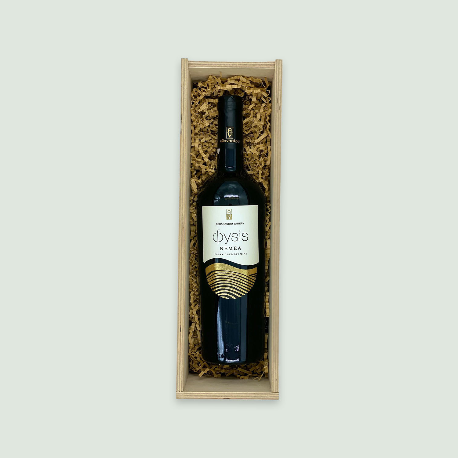 wine in box ΦYSIS - Fysis-Agiorgitiko Organic Red Dry 750ml in Wooden Box - Image 1