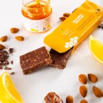 Organic dark chocolate and orange energy bar for daily nutrition