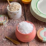 Close-up of premium fleur de sel crystals by Les Terres Blanches