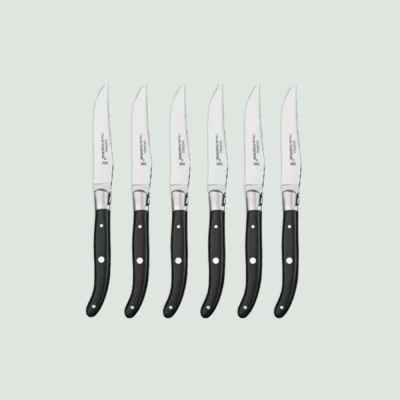 Set of 6 Laguiole steak knives with ebony wood handles