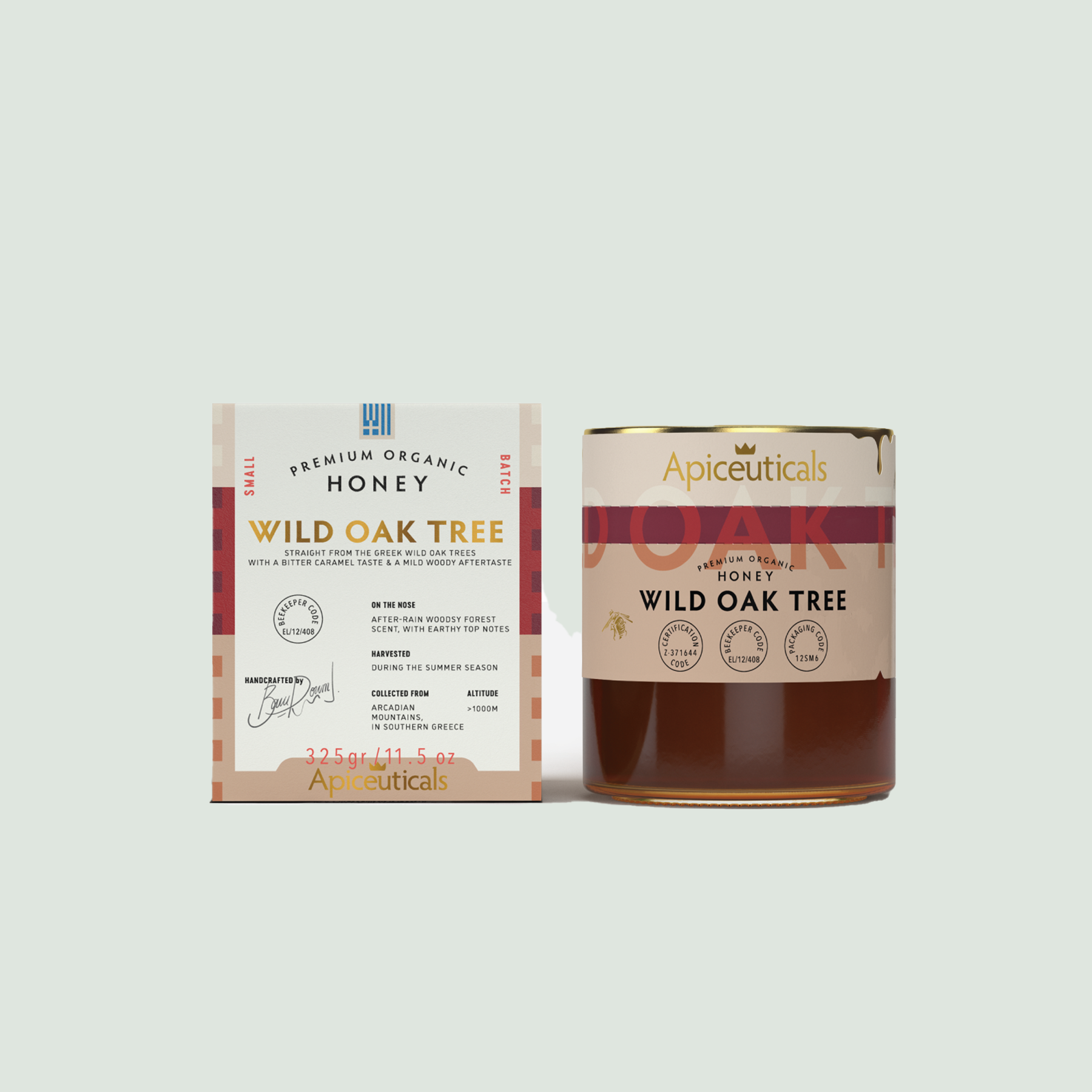 Wild Oak Tree organic forest honey jar 325g from Greece Wild Oak Tree organic forest honey jar 325g from Greece